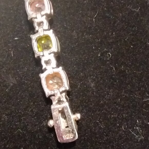 Womens Sterling Silver 925 Tennis Bracelet Sz 7" Pink/Green/Ginger-Color CZs - Picture 13 of 15